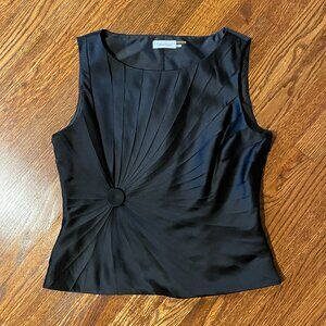 LAST CHANCE: Calvin Klein Black Pleated Dress Blouse - Size Large